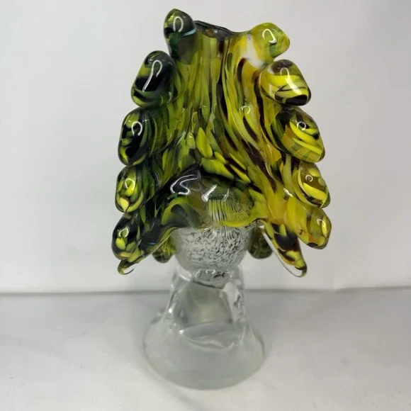 Vintage Murano Style Glass Rooster Bird Decor Colorful Clear Green Yellow - Picture 4 of 13